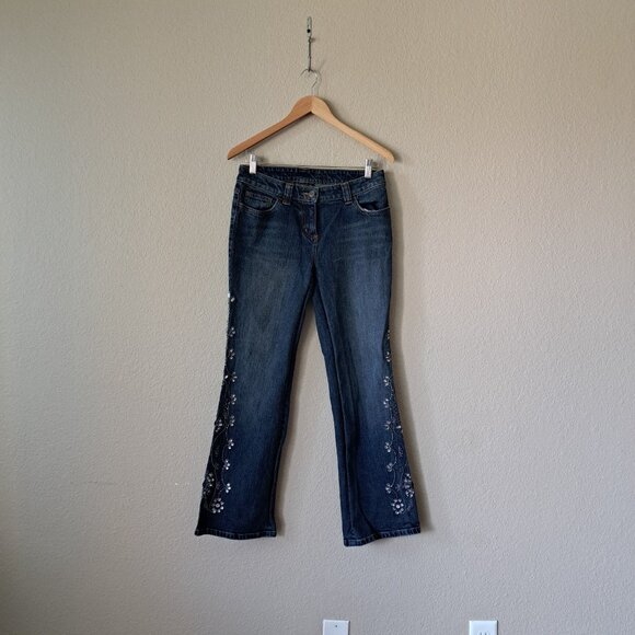 💚INC Concepts y2k Embellished Boot Cut Jeans Size 6P - Picture 1 of 12